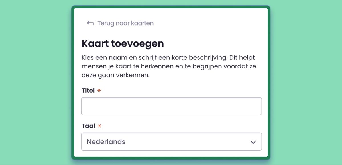 Maak je nieuwe kaart in het Nederlands, Frans, Duits of Engels.